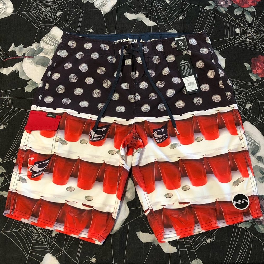 New Vintage 2008 O’Neill QUARTERS board shorts 32